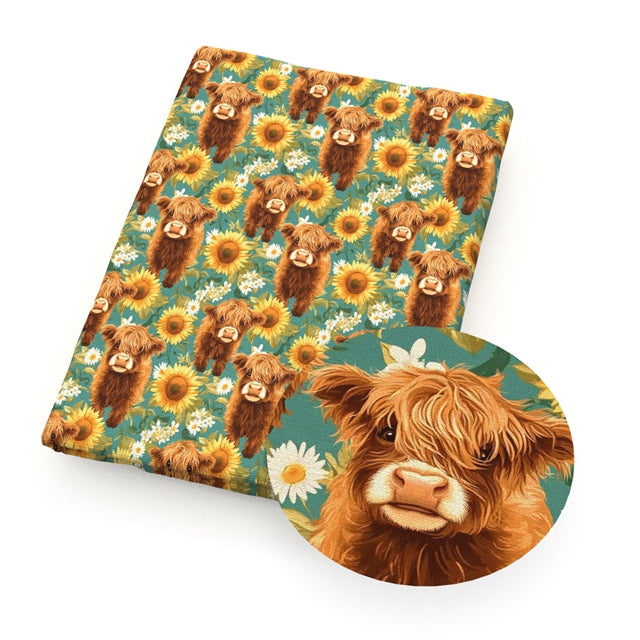 Cow Daisies Sunflower Floral Textured Liverpool/ Bullet Fabric