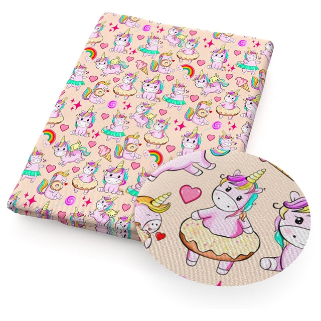 Unicorn Rainbows Donuts Textured Liverpool/ Bullet Fabric with a textured feel