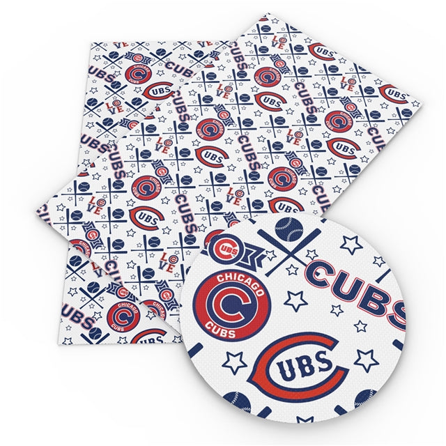 Cubs Faux Leather Sheet –Sports Material for DIY Accessories FeeFiFauxLeather