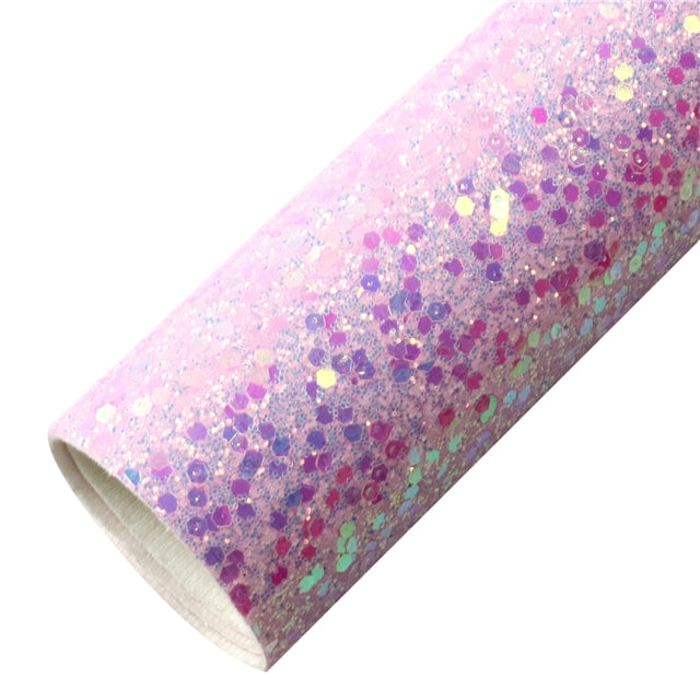 Holographic Chunky Glitter Printed Faux Leather