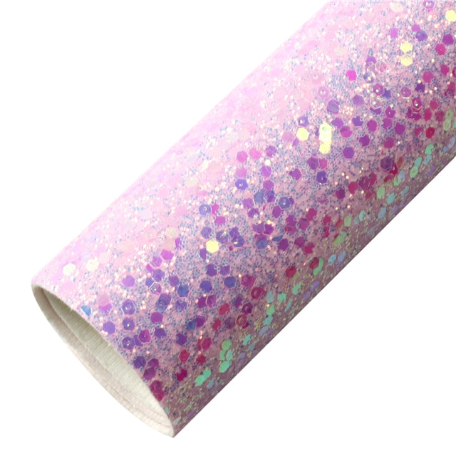 Holographic Chunky Glitter Printed Faux Leather Print Sheet