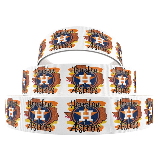 Astros Baseball 1 Yard Printed Grosgrain Ribbon 1 1/2 inch wide