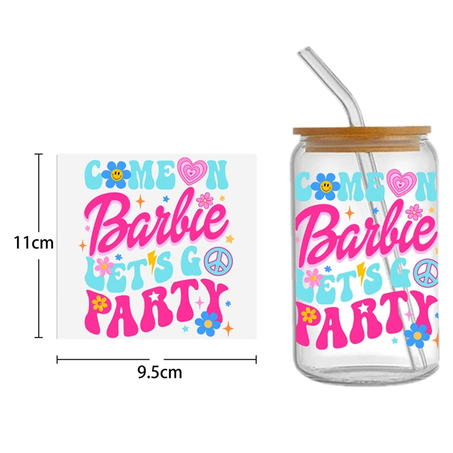 Barbie UV DTF Cup Wrap – Pink Cup Wrap Design for Tumblers & Cups FeeFiFauxLeather