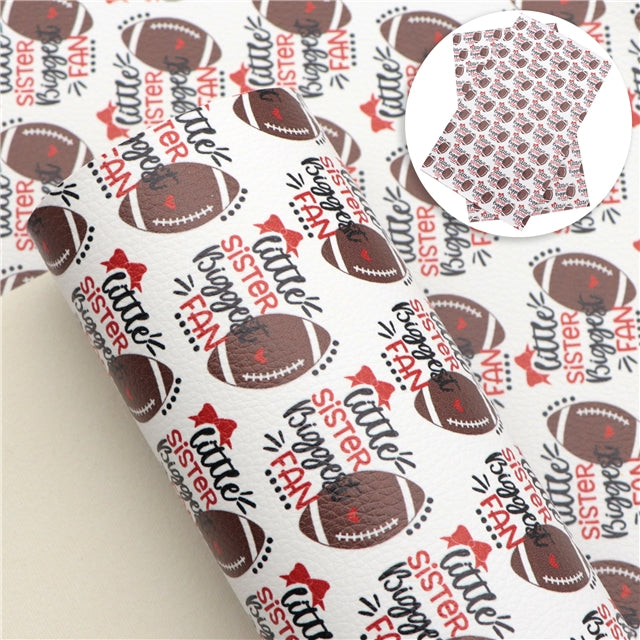 Football Little Sister Litchi Printed Faux Leather Sheet