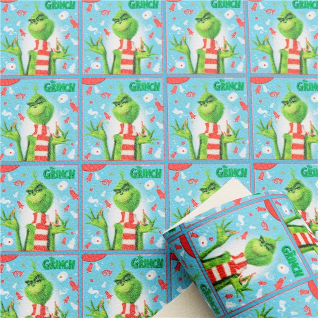 The Grinch Litchi Printed Faux Leather Sheet