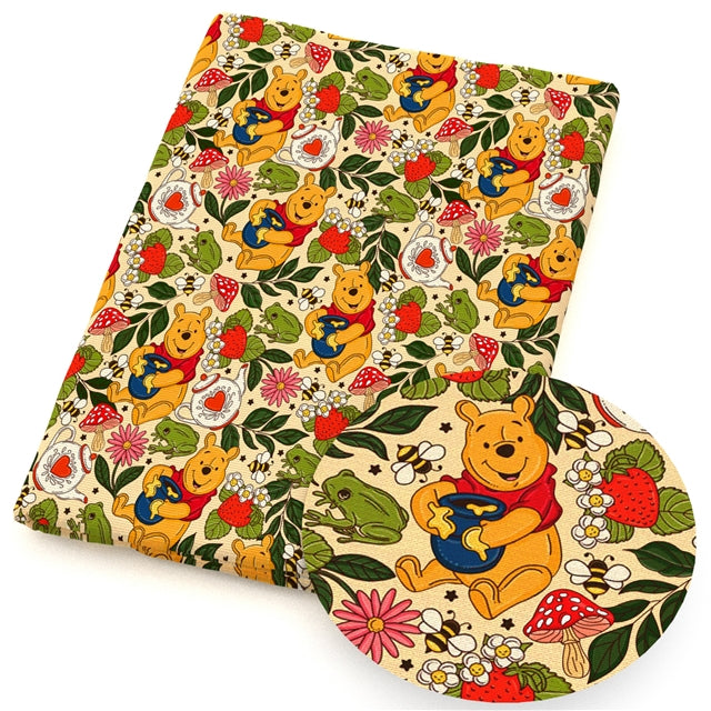 Pooh Bear Printed Faux Leather Sheet FeeFiFauxLeather