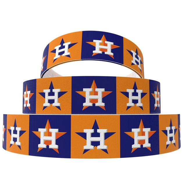 Astros Basketball Ribbon 1 Yard Printed Grosgrain Ribbon 1 1/2inch wide FeeFiFauxLeather