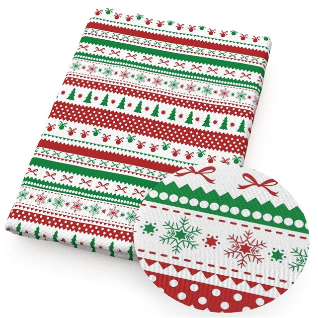 Christmas Design Printed Faux Leather Sheet Litchi has a pebble like feel with bright colors