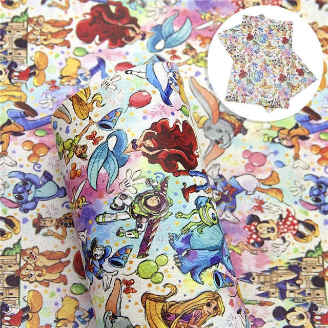 Characters Printed Smooth Faux Leather Sheet FeeFiFauxLeather