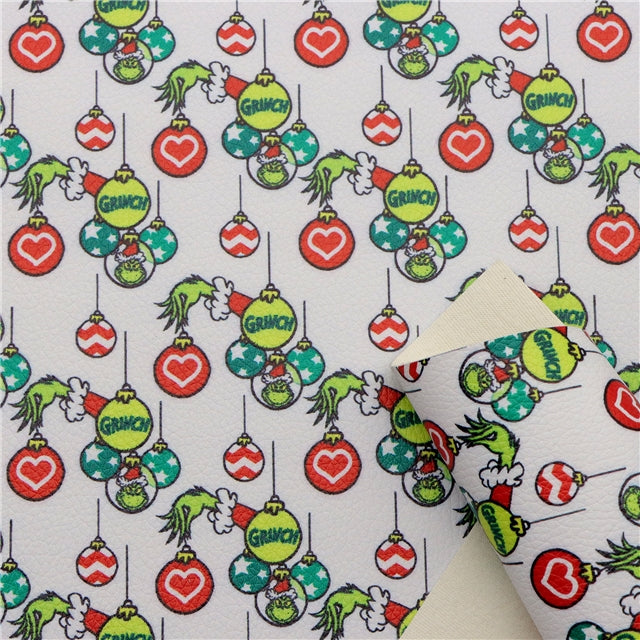 The Grinch Litchi Printed Faux Leather Sheet