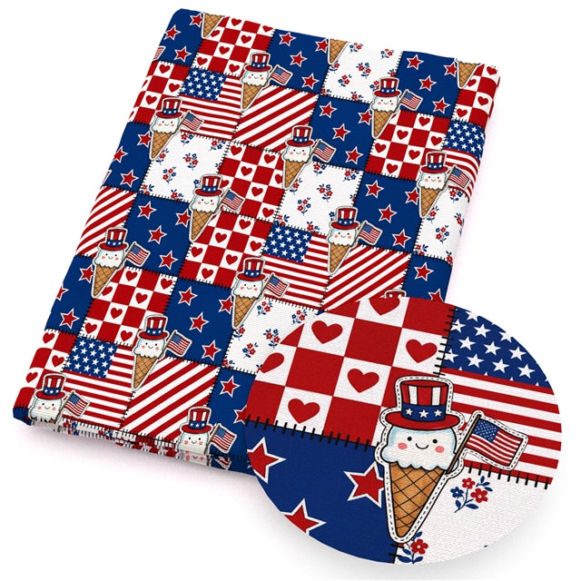 Blue Dog July 4th, Red, White and Blue Faux Leather Sheet FeeFiFauxLeather