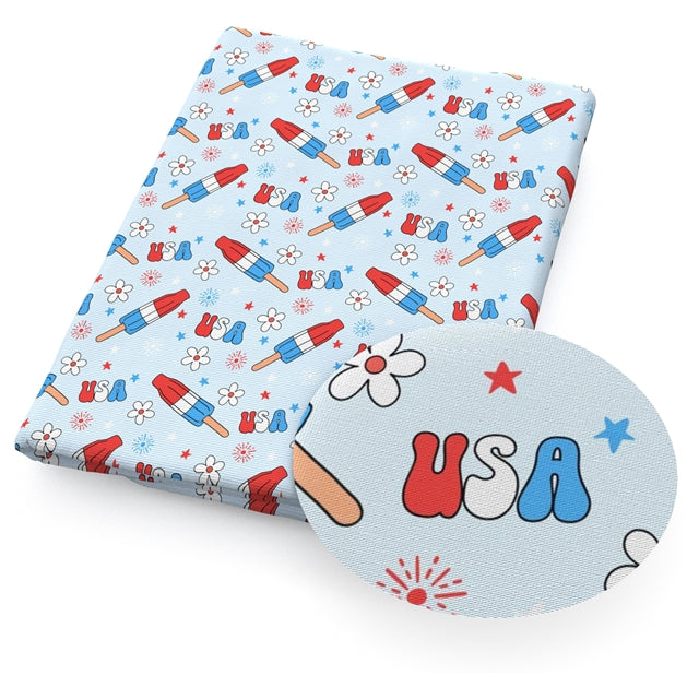 Popsicles Red White and Blue July 4th Textured Liverpool/ Bullet Fabric with a textured feel