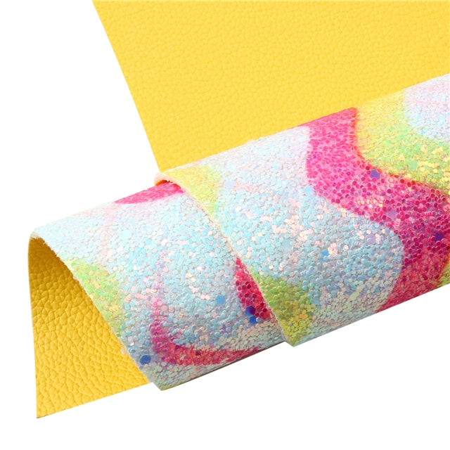 Colorful Glitter Double Pattern Faux Leather Sheet FeeFiFauxLeather