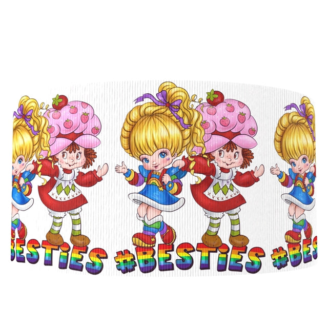 Strawberry and Rainbow Girls 1 Yard Printed Grosgrain Ribbon