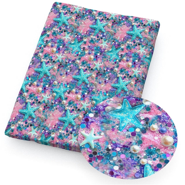The Sea, Starfish Printed Faux Leather Sheet FeeFiFauxLeather