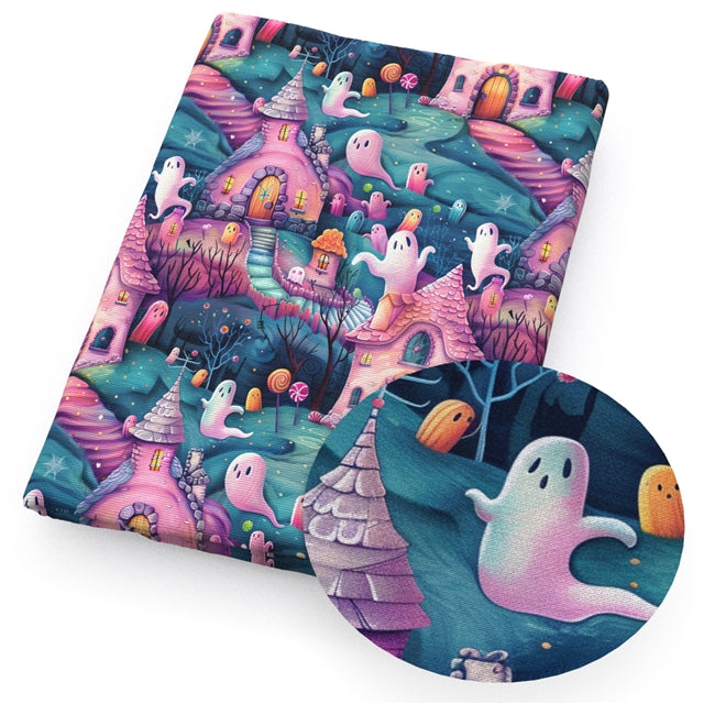 Cute Ghost Faux Leather Sheet FeeFiFauxLeather