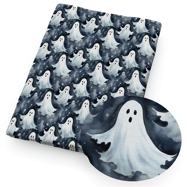 Halloween Ghost Printed Textured Liverpool/ Bullet Fabric with a textured feel