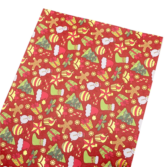 Christmas Plaid Gold Foil Printed Faux Leather Sheet FeeFiFauxLeather