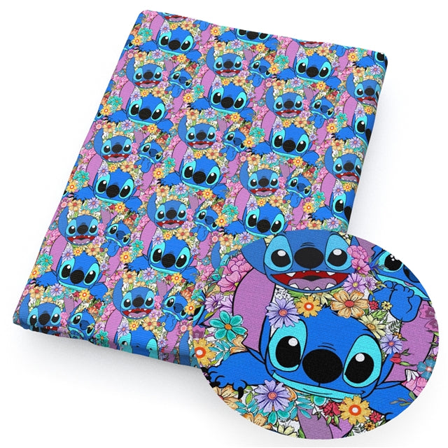 Blue Alien Printed Fabric FeeFiFauxLeather
