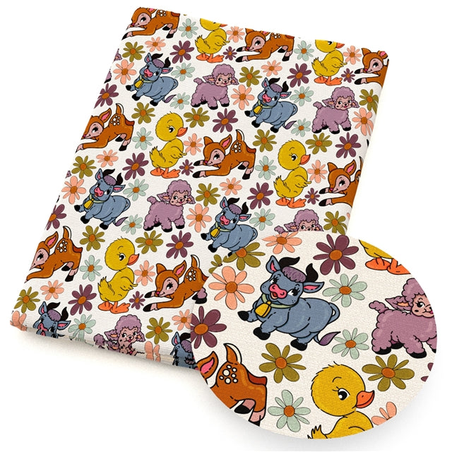 Farm Animals Printed Faux Leather Sheet