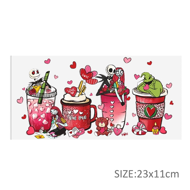 Nightmare Before Christmas Valentine UV DTF Cup Wrap – Easy Cup Wrap for Tumblers & Projects FeeFiFauxLeather