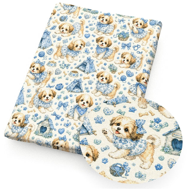 Puppy Dog Printed Faux Leather Sheet FeeFiFauxLeather