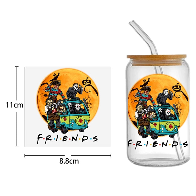 Scooby Doo Scary Halloween UV DTF Glass Can Wrap for 16 oz Libbey Glass, Permanent and Ready to Apply, UV dtf Cup Wrap ready to ship, Glass Can Wrap