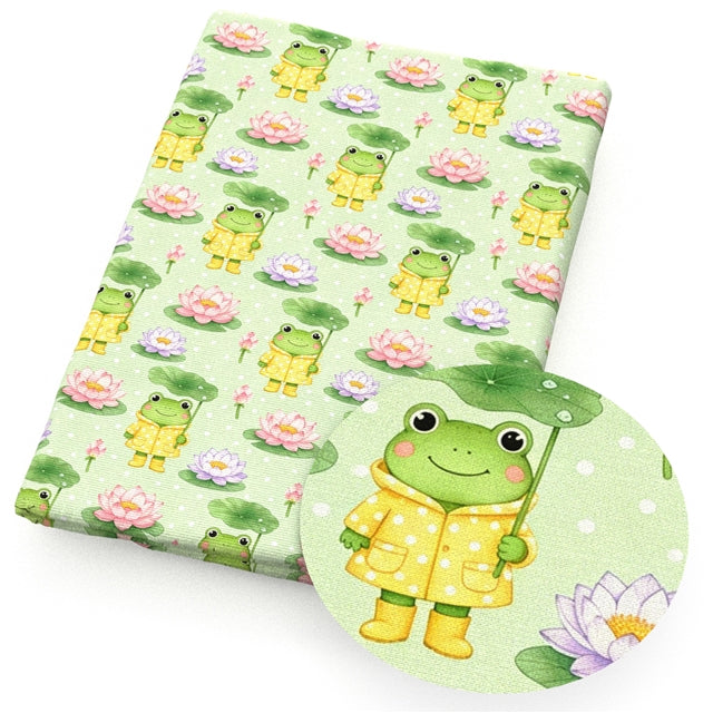 Frogs Printed Faux Leather Sheet FeeFiFauxLeather