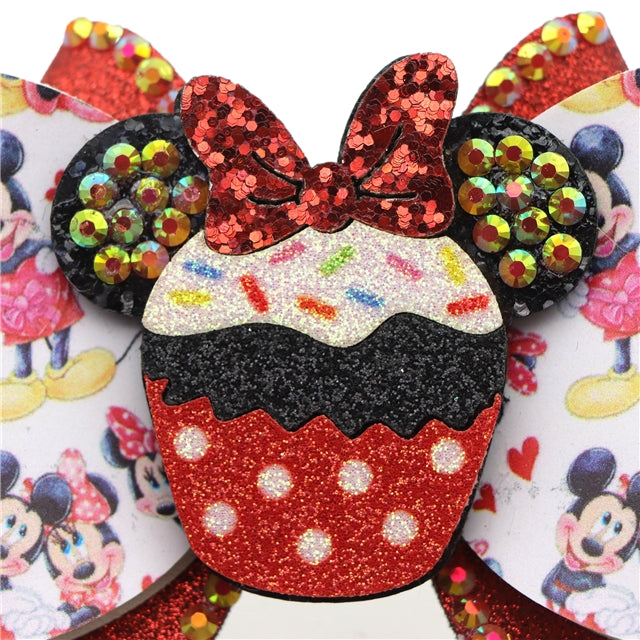 Mouse Printed Faux Leather Pre-Cut Bow