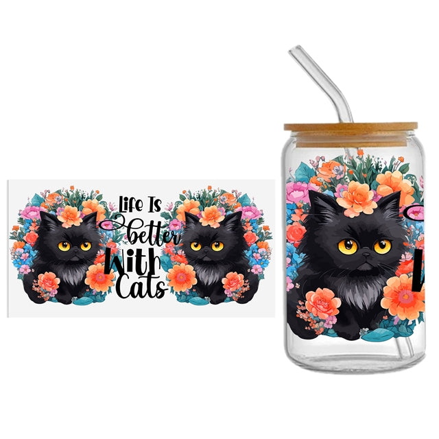 Cat UV DTF Cup Wrap – Farm Animal Tumbler Wrap for DIY Drinkware