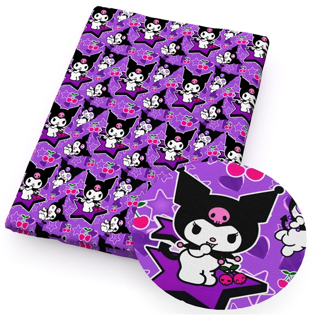 Cute Cat Litchi Printed Faux Leather Sheet Litchi has a pebble like feel with bright colors