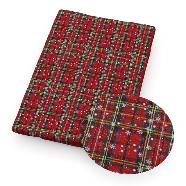 Christmas Plaid Printed Fabric FeeFiFauxLeather