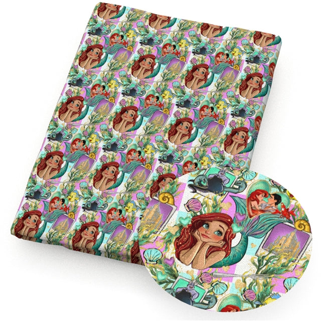Mermaid Princess Printed Fabric FeeFiFauxLeather