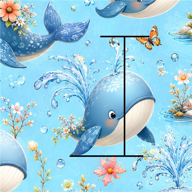 Whale Printed Faux Leather Sheet FeeFiFauxLeather