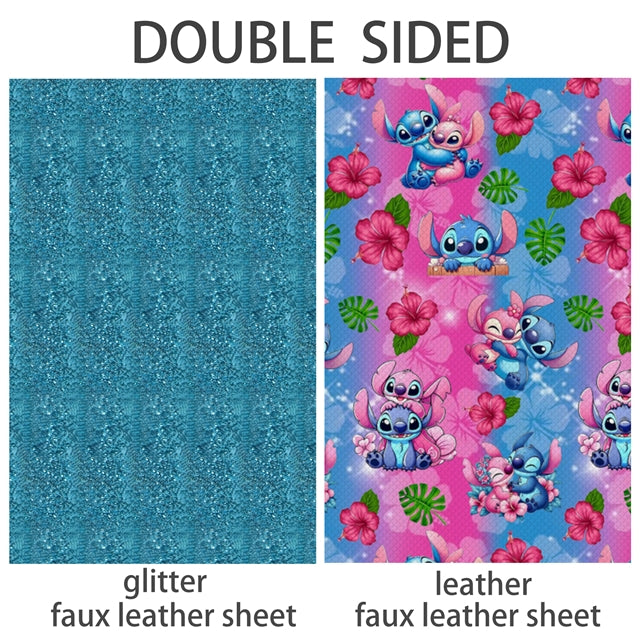 Blue Alien Glitter Double Sided Faux Leather Sheet FeeFiFauxLeather