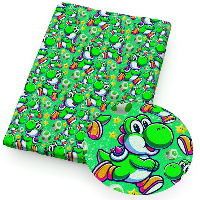 Mario Printed Faux Leather Sheet Litchi has a pebble like feel with bright colors