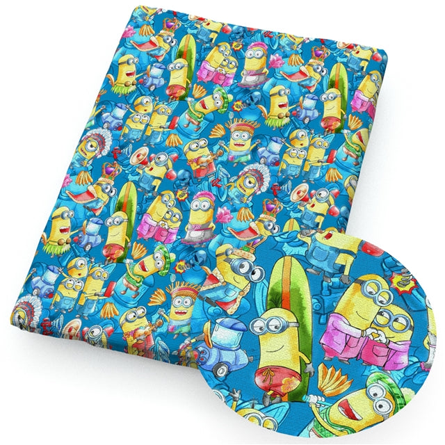 Minions Printed Faux Leather Sheet Litchi has a pebble like feel with bright colors