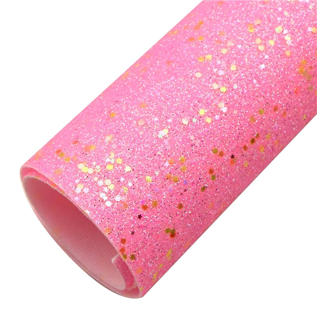 Holographic Chunky Glitter Printed Faux Leather FeeFiFauxLeather