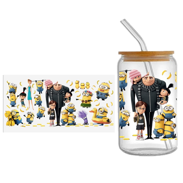 Minions UV DTF Glass Can Wrap