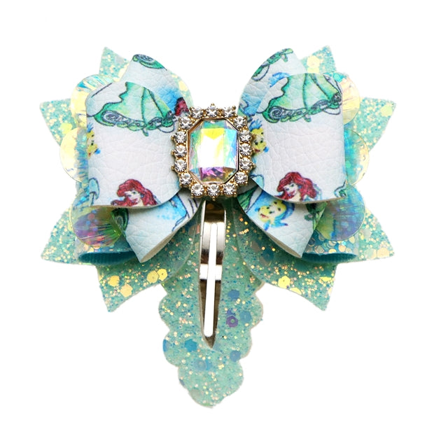 Princess Printed Faux Leather Pre-Cut Bow Clip Includes Centerpiece FeeFiFauxLeather