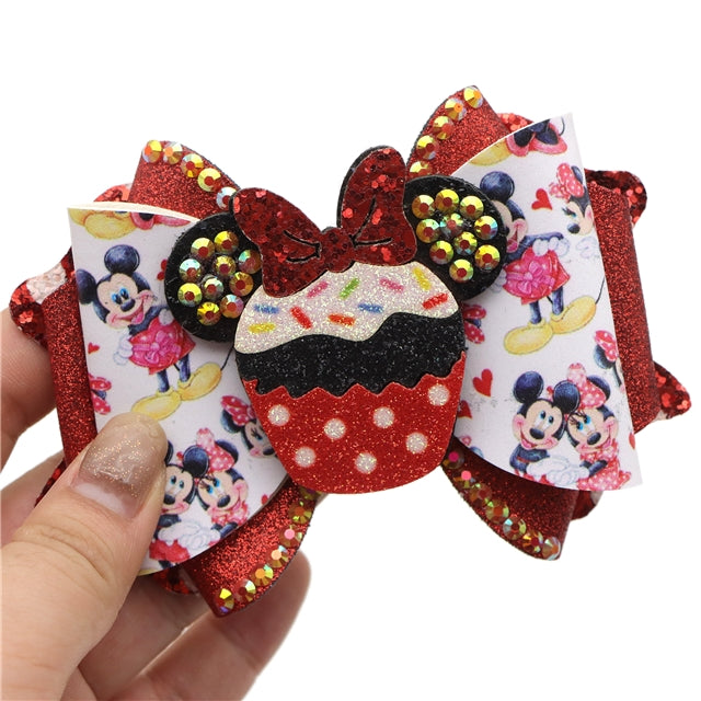 Mouse Printed Faux Leather Pre-Cut Bow