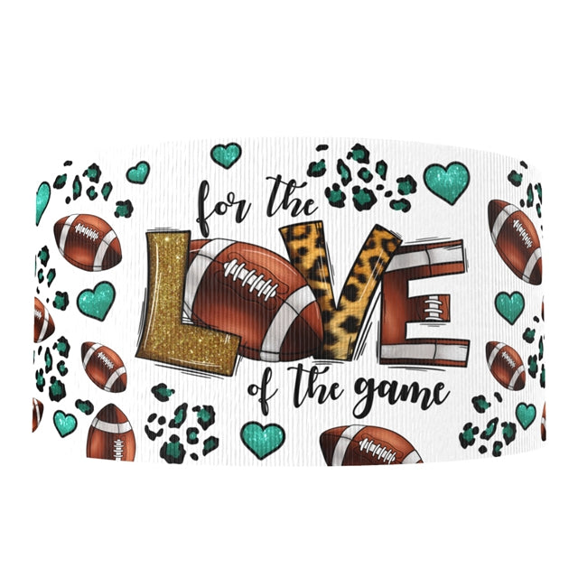 Football 1 Yard Printed Grosgrain Ribbon