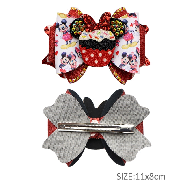 Mouse Printed Faux Leather Pre-Cut Bow