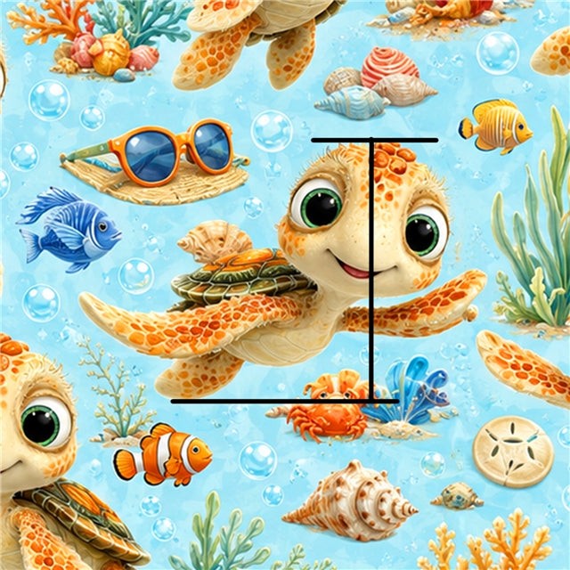 Sea Turtle Printed Faux Leather Sheet FeeFiFauxLeather