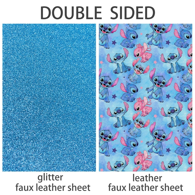 Blue Alien Glitter Double Sided Faux Leather Sheet FeeFiFauxLeather