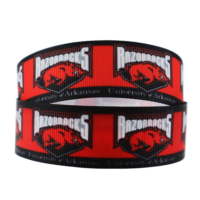 Razorbacks Football Ribbon 1 Yard Printed Grosgrain Ribbon 1 inch wide FeeFiFauxLeather