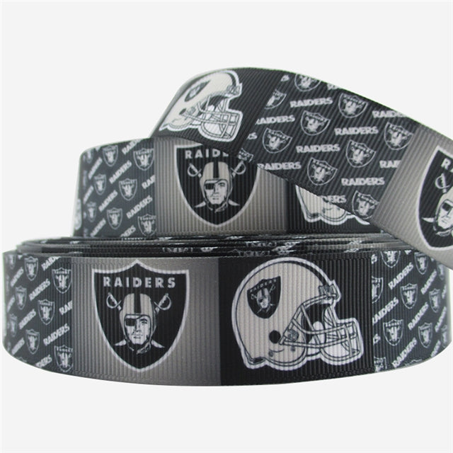 Raiders Football Ribbon 1 Yard Printed Grosgrain Ribbon 1 inch wide FeeFiFauxLeather