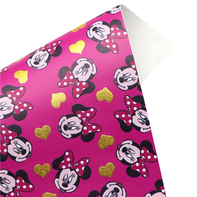 Minnie Mouse Gold Foil Printed Faux Leather Sheet Bright colors