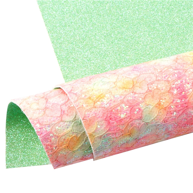 Lace Glitter Double Pattern Faux Leather Sheet FeeFiFauxLeather