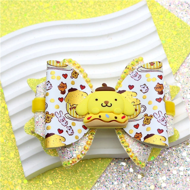 Yellow Dog Printed Faux Leather Pre-Cut Bow Includes Centerpiece